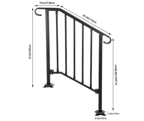 Stilvolle Treppe Innenraum Schutzgitter Eisen Riser Fußboden Balustraden Balkon Stahlgeländer
